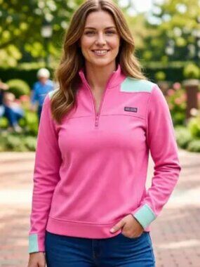 Vineyard Vines Women's Small Quarter Zip Sweatshirt Casual Cozy Preppy